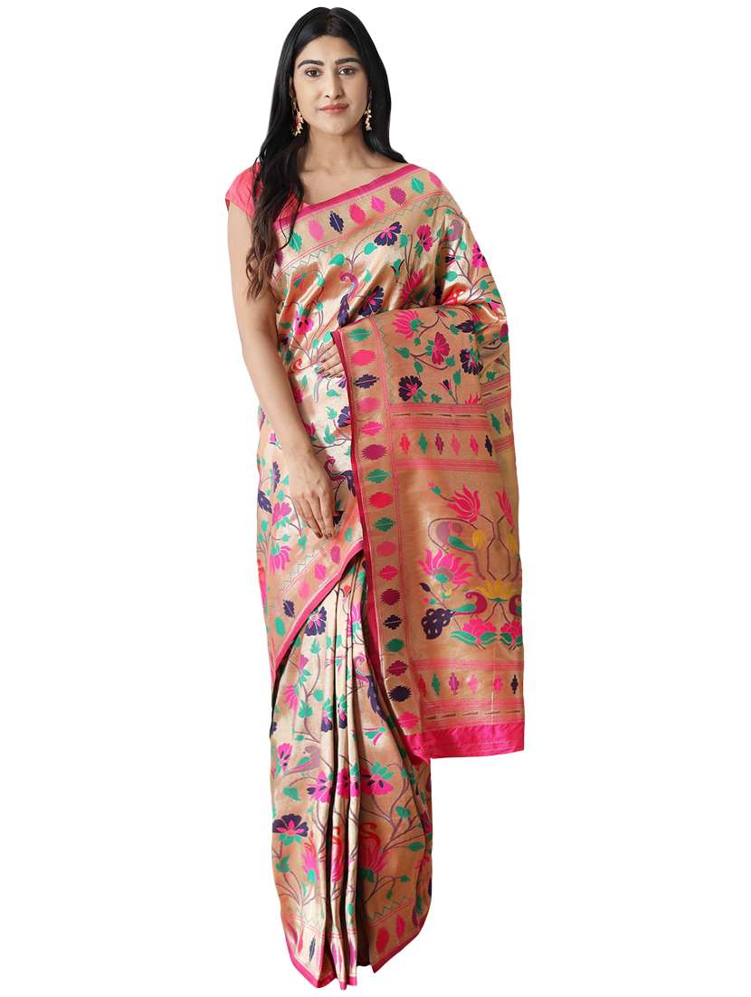 jacquard banarasi saree with blouse - 17553960 - Zoom Image - 0