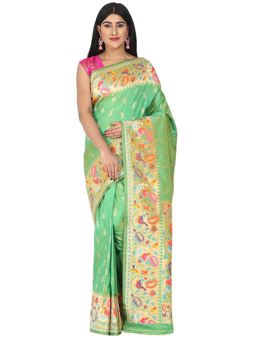 jacquard banarasi saree with blouse - 17553961 -  Zoom Image - 0
