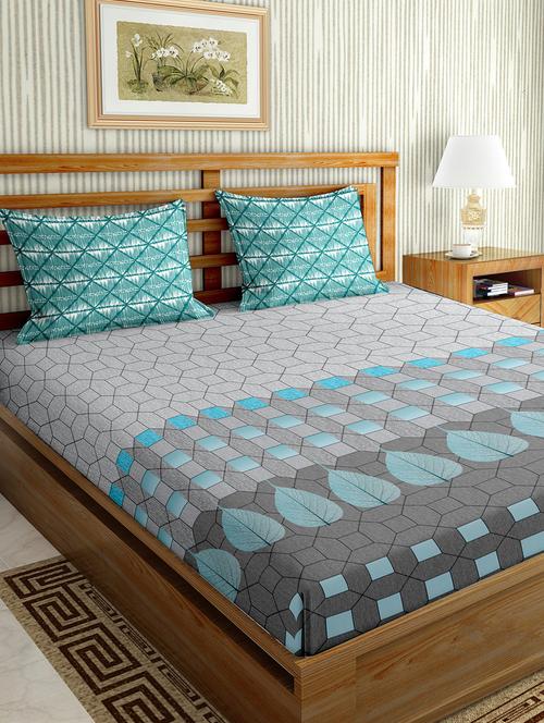 the oscar collection double bedsheet set super king size 180 tc cotton grey colour - 17554414 - Standard Image - 0