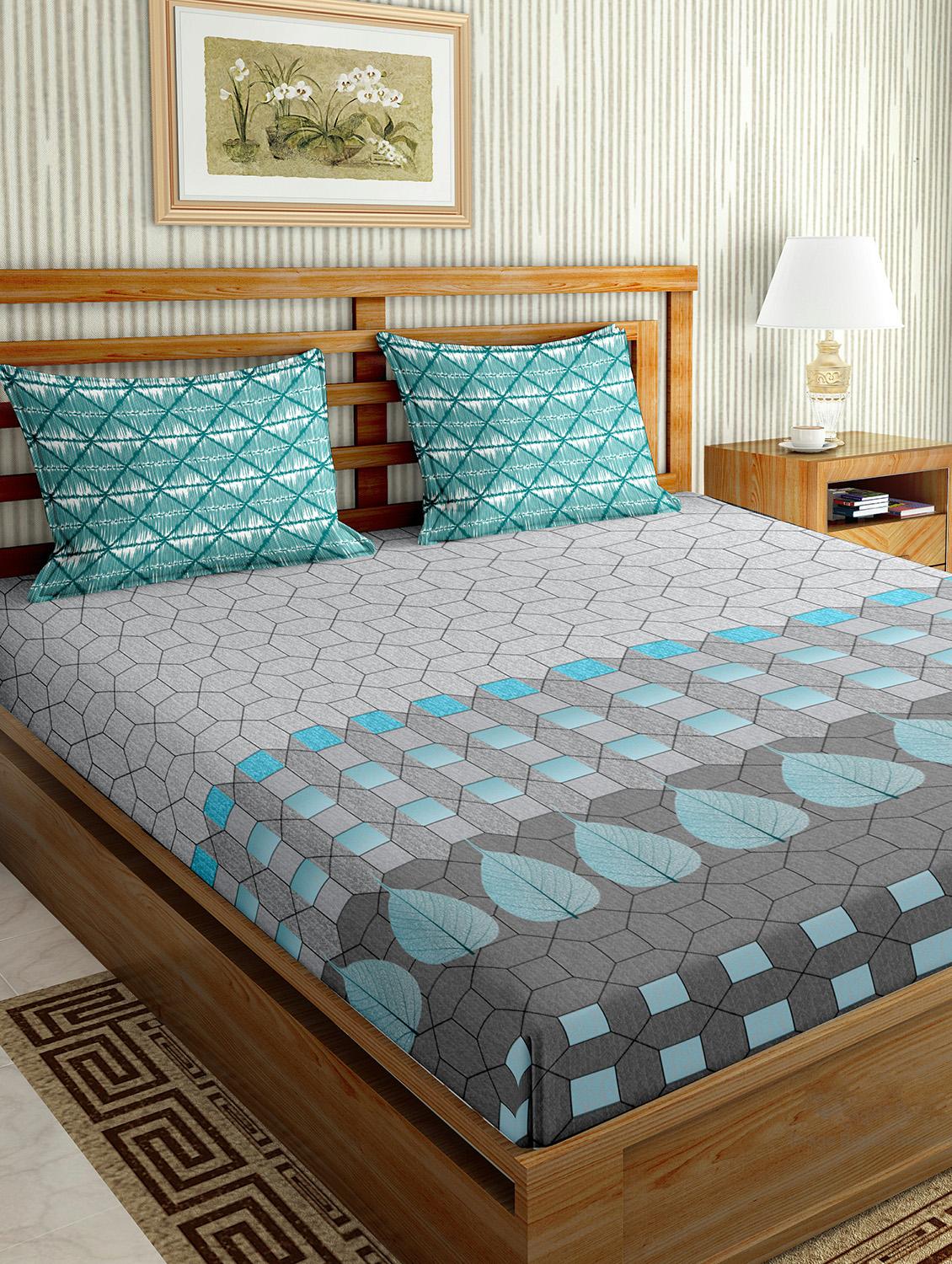 the oscar collection double bedsheet set super king size 180 tc cotton grey colour - 17554414 - Zoom Image - 0