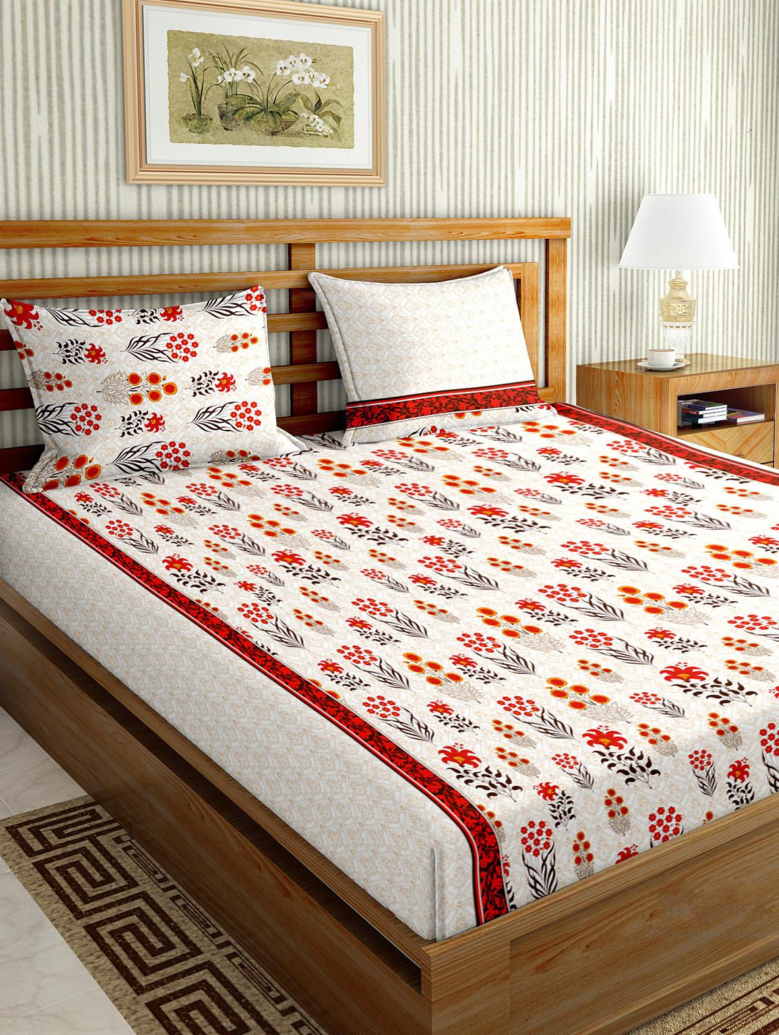 the oscar collection double bedsheet set super king size 180 tc cotton red colour - 17554470 - Zoom Image - 0