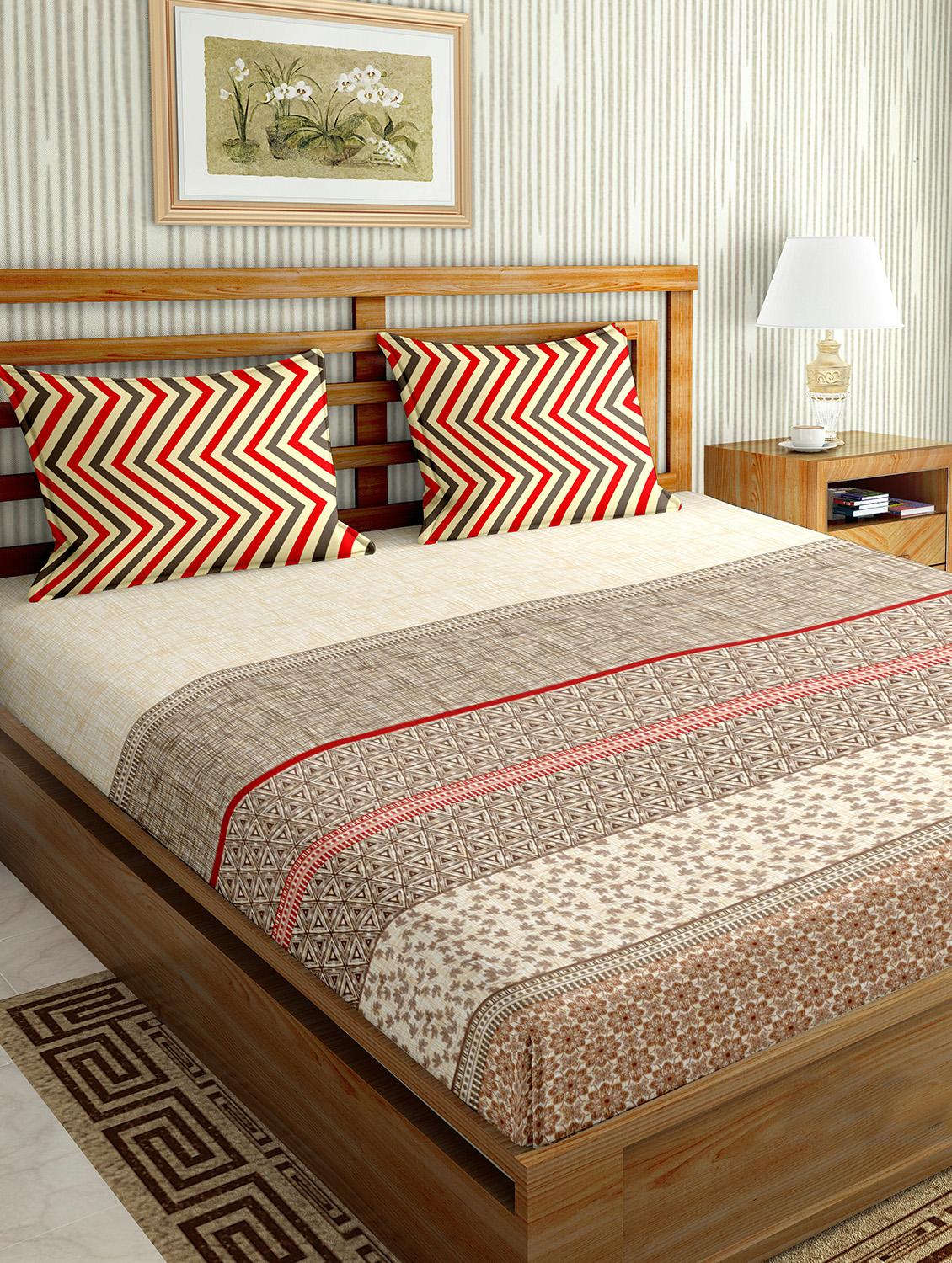 the oscar collection double bedsheet set super king size 180 tc cotton grey colour - 17554481 - Zoom Image - 0