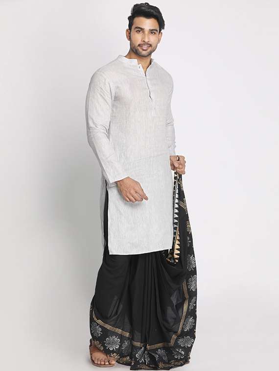 black printed dhoti - 17555746 -  Standard Image - 3