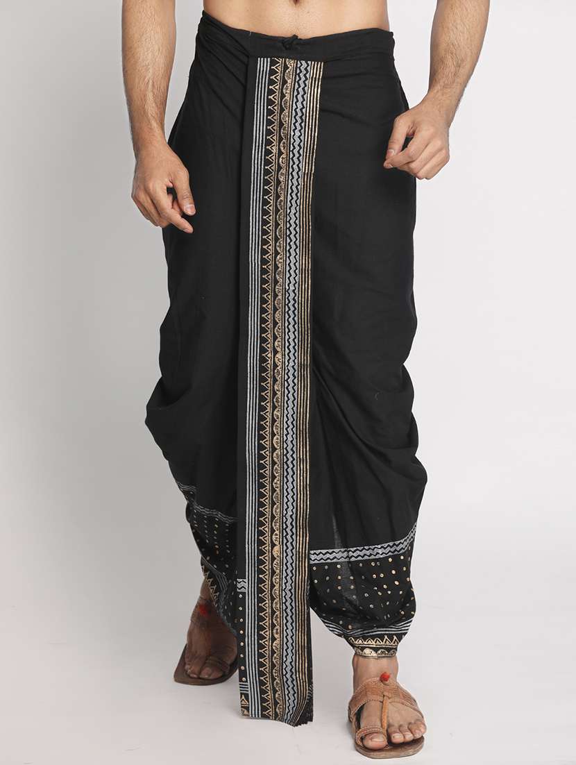 black printed dhoti