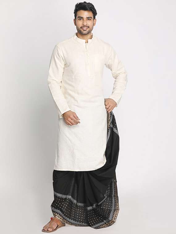 black printed dhoti - 17555749 -  Standard Image - 3