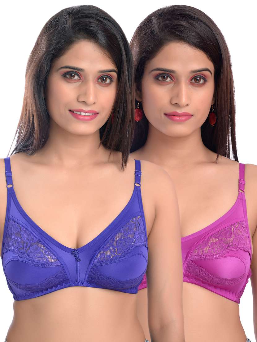 pack of 2 lace detail regular  bra