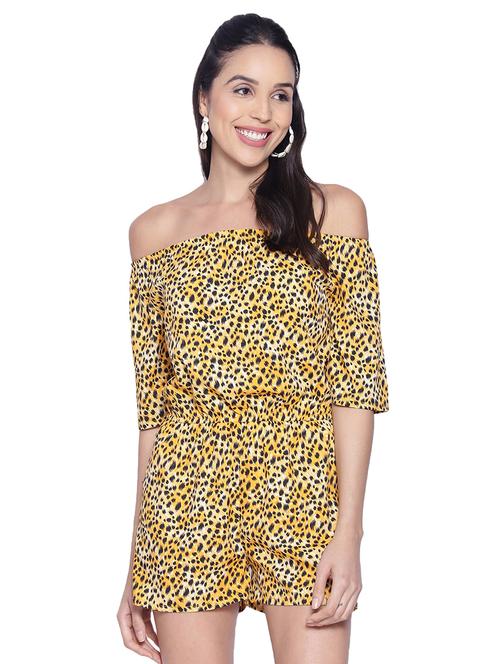 off shoulder printed romper - 17557557 - Standard Image - 0