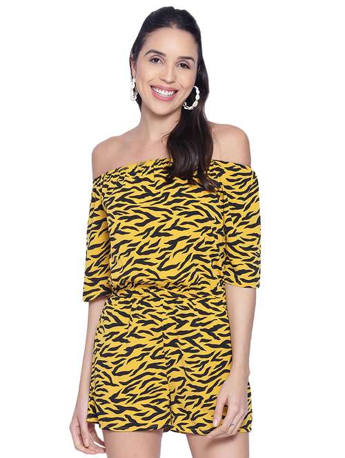 off shoulder printed romper  - 17557558 -  Standard Image - 0