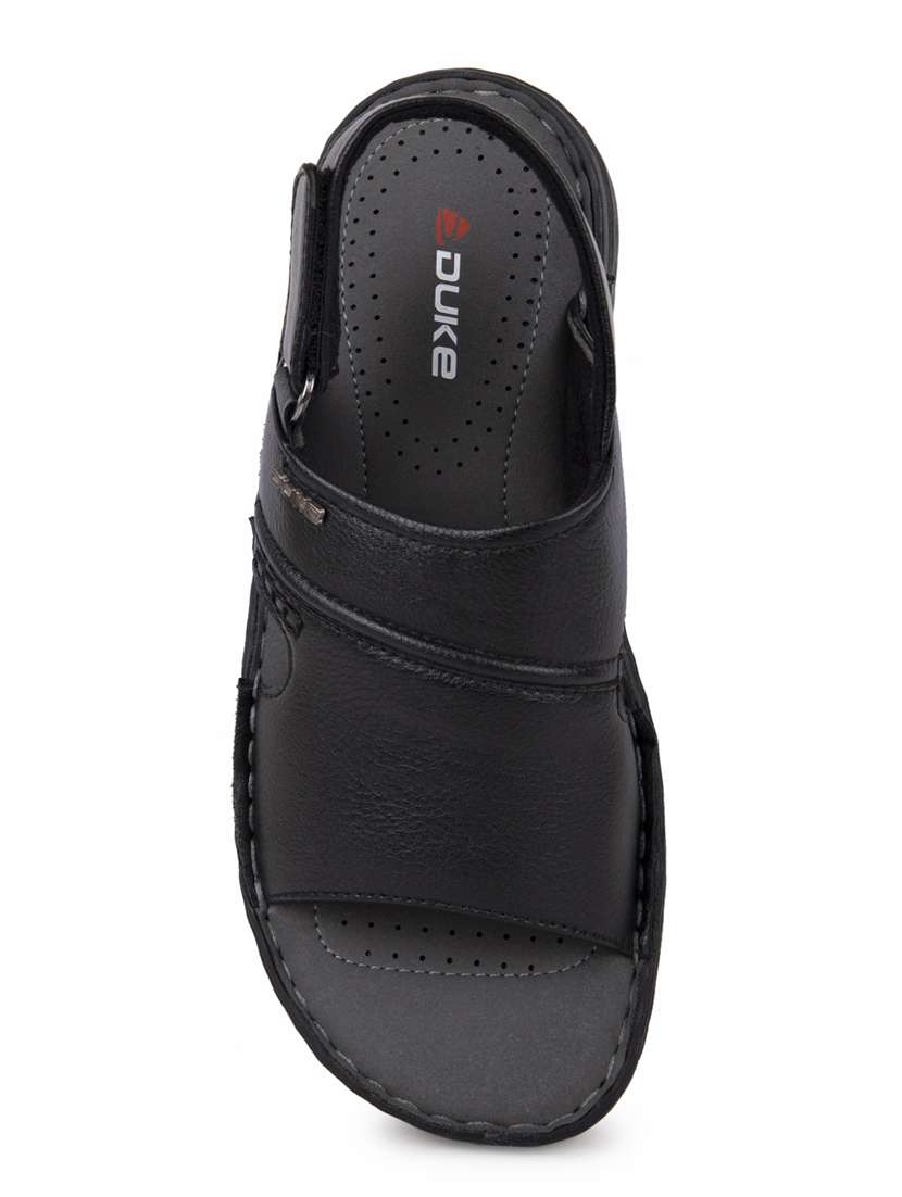 black synthetic & mesh slip on sandals - 17558227 -  Standard Image - 3