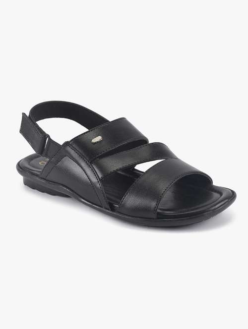 black synthetic & mesh back strap sandals - 17558235 -  Standard Image - 0