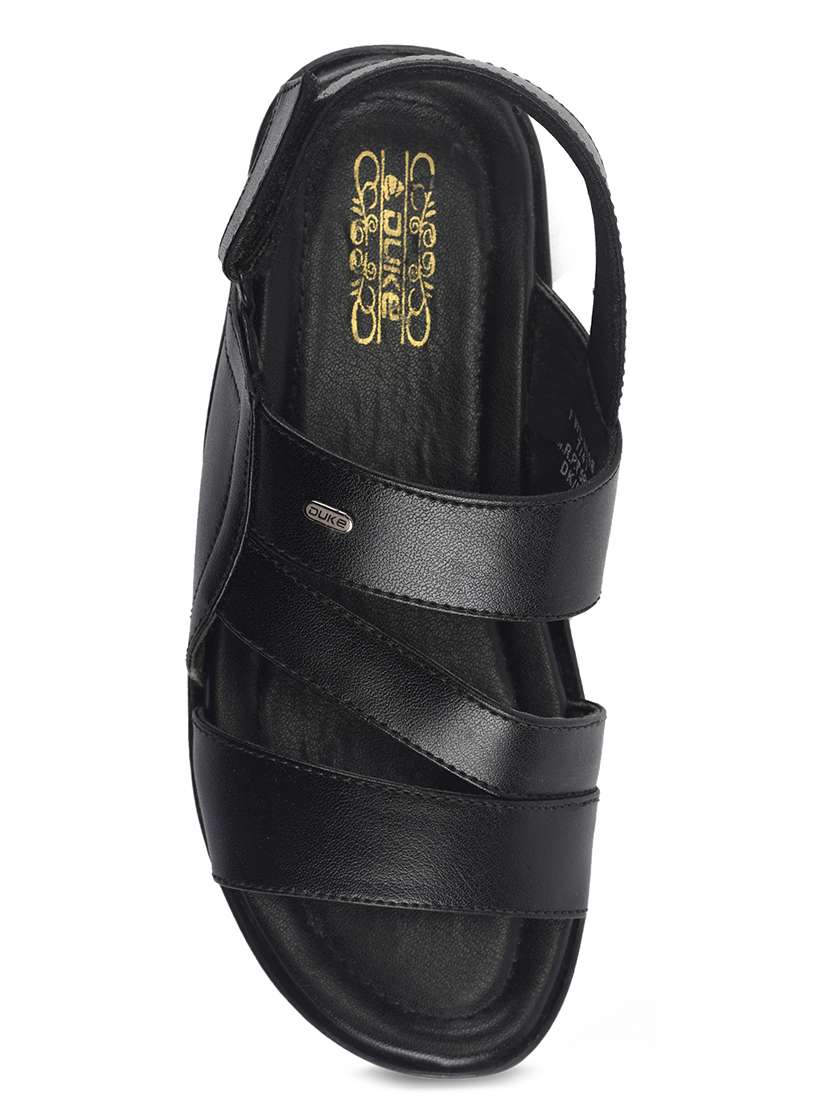 black synthetic & mesh back strap sandals - 17558235 -  Standard Image - 3