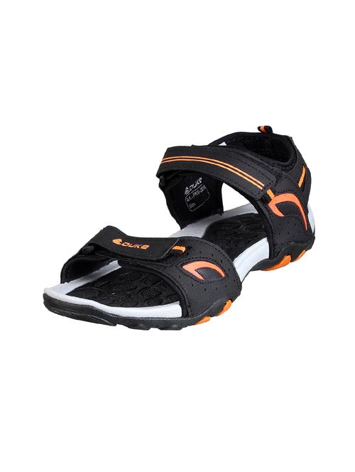 black synthetic & mesh back strap sandals - 17558241 -  Standard Image - 0