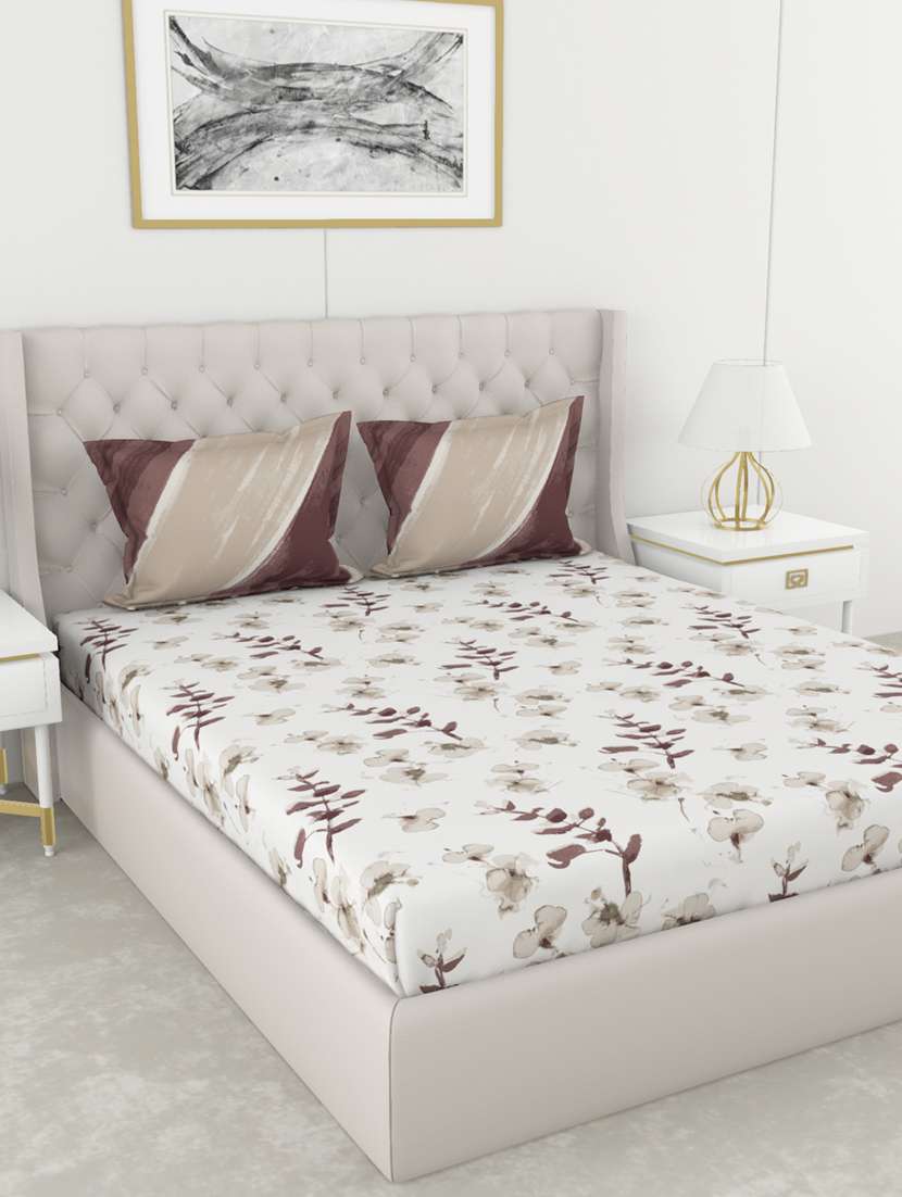 bianca 210tc satin 100% cotton king-size double bedsheet with 2 pillow cover - double-mercerized finish -3pc set- (chantal)