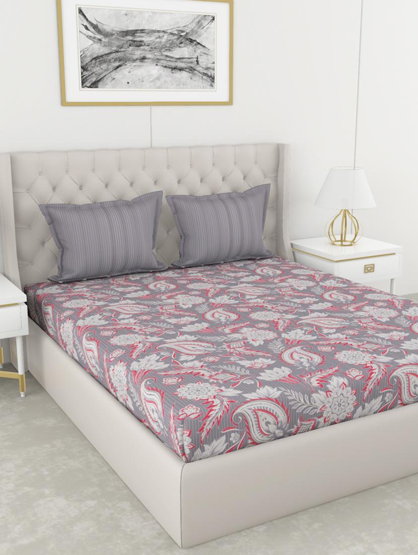 bianca 210tc satin 100% cotton king-size double bedsheet with 2 pillow cover - double-mercerized finish -3pc set- (chantal)