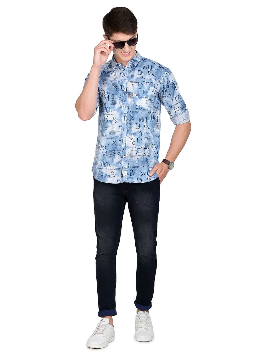 blue printed casual shirt - 17559964 -  Standard Image - 3