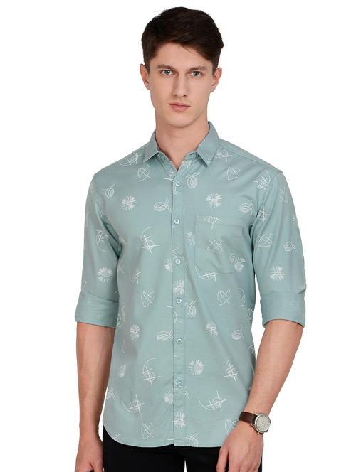 green printed casual shirt - 17559968 - Standard Image - 0