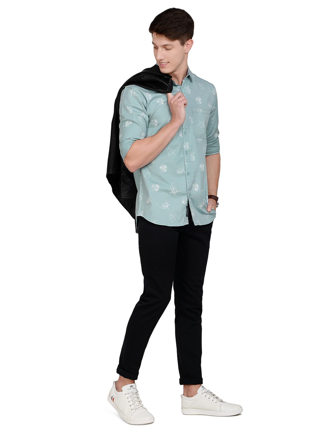 green printed casual shirt - 17559968 - Standard Image - 3
