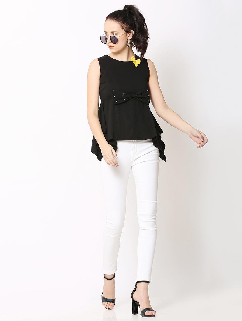 women's asymmetric round neck top - 17562501 - Standard Image - 3