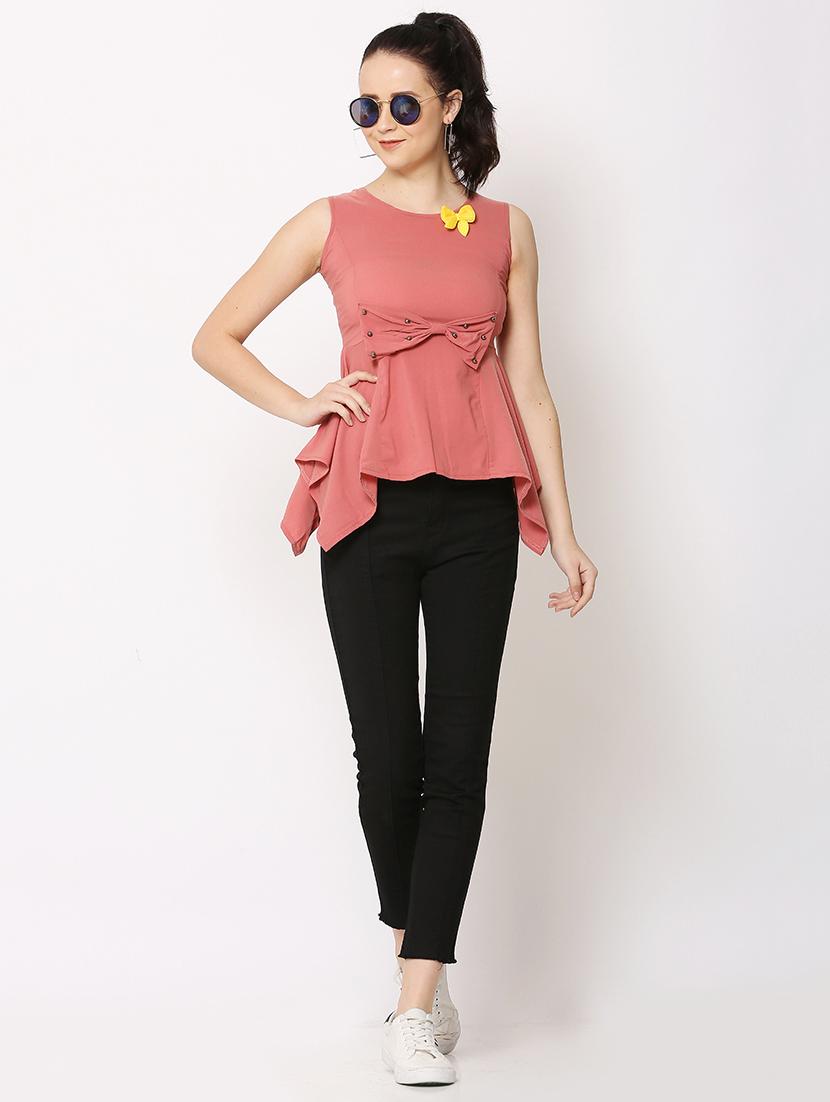 women's asymmetric round neck top - 17562502 - Standard Image - 3