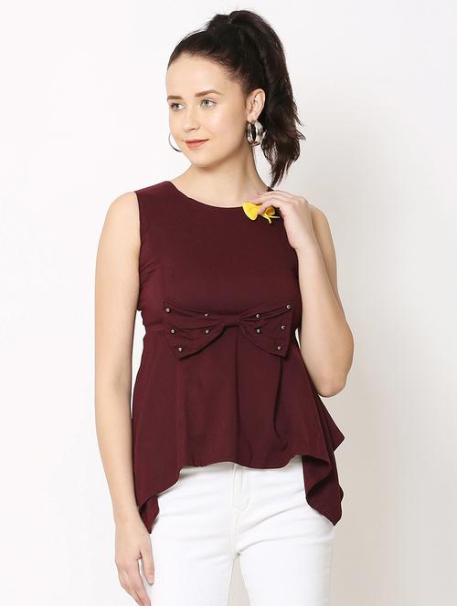 women's asymmetric round neck top - 17562504 - Standard Image - 0