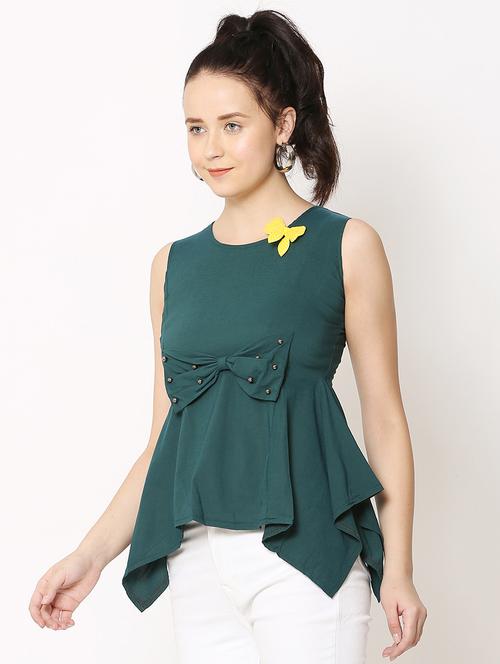 women's asymmetric round neck top - 17562506 - Standard Image - 0
