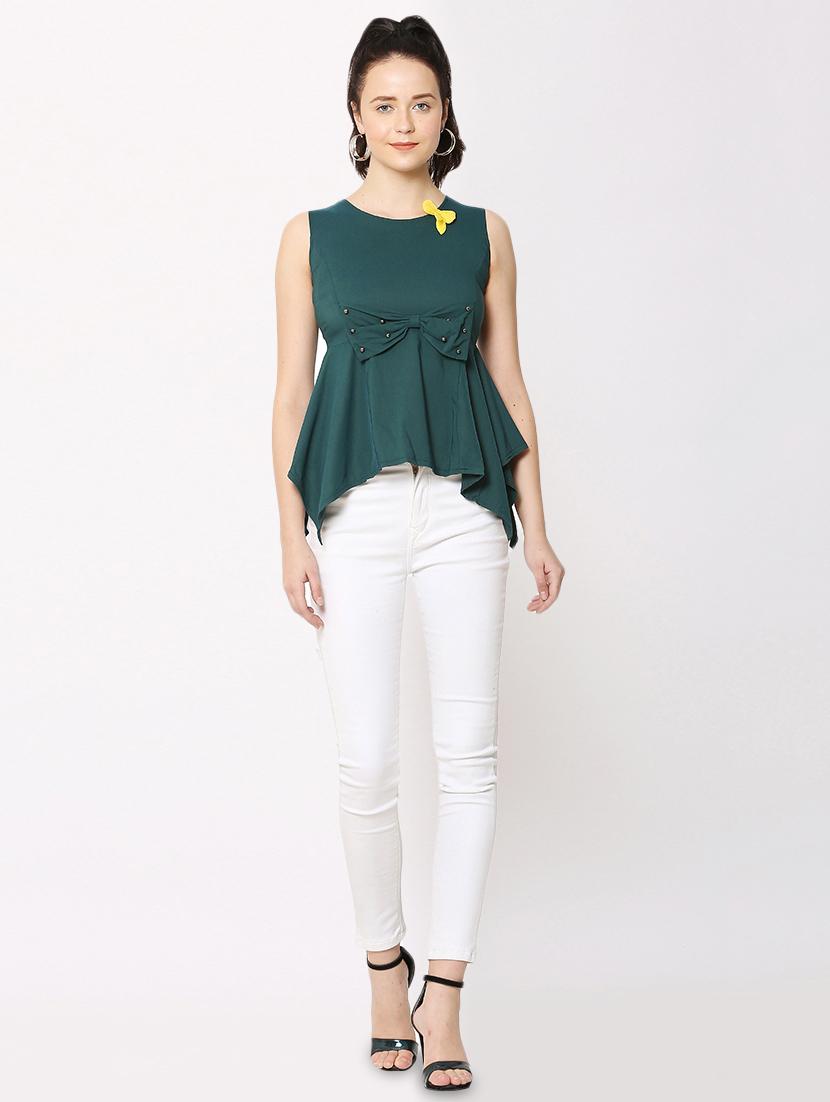 women's asymmetric round neck top - 17562506 - Standard Image - 3