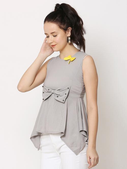 women's asymmetric round neck top - 17562507 - Standard Image - 0