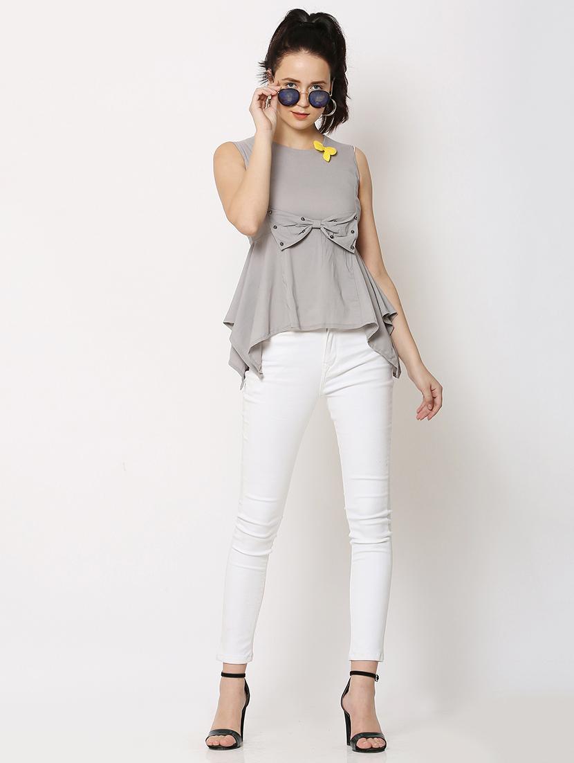 women's asymmetric round neck top - 17562507 - Standard Image - 3