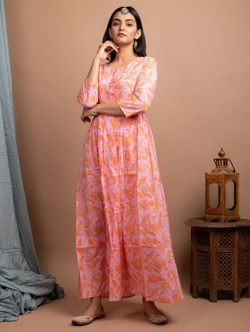 Floral Print Flared Kurta