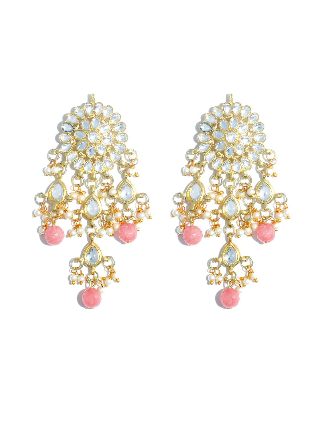 orange metal earring and maang tikka set - 17562777 -  Standard Image - 3