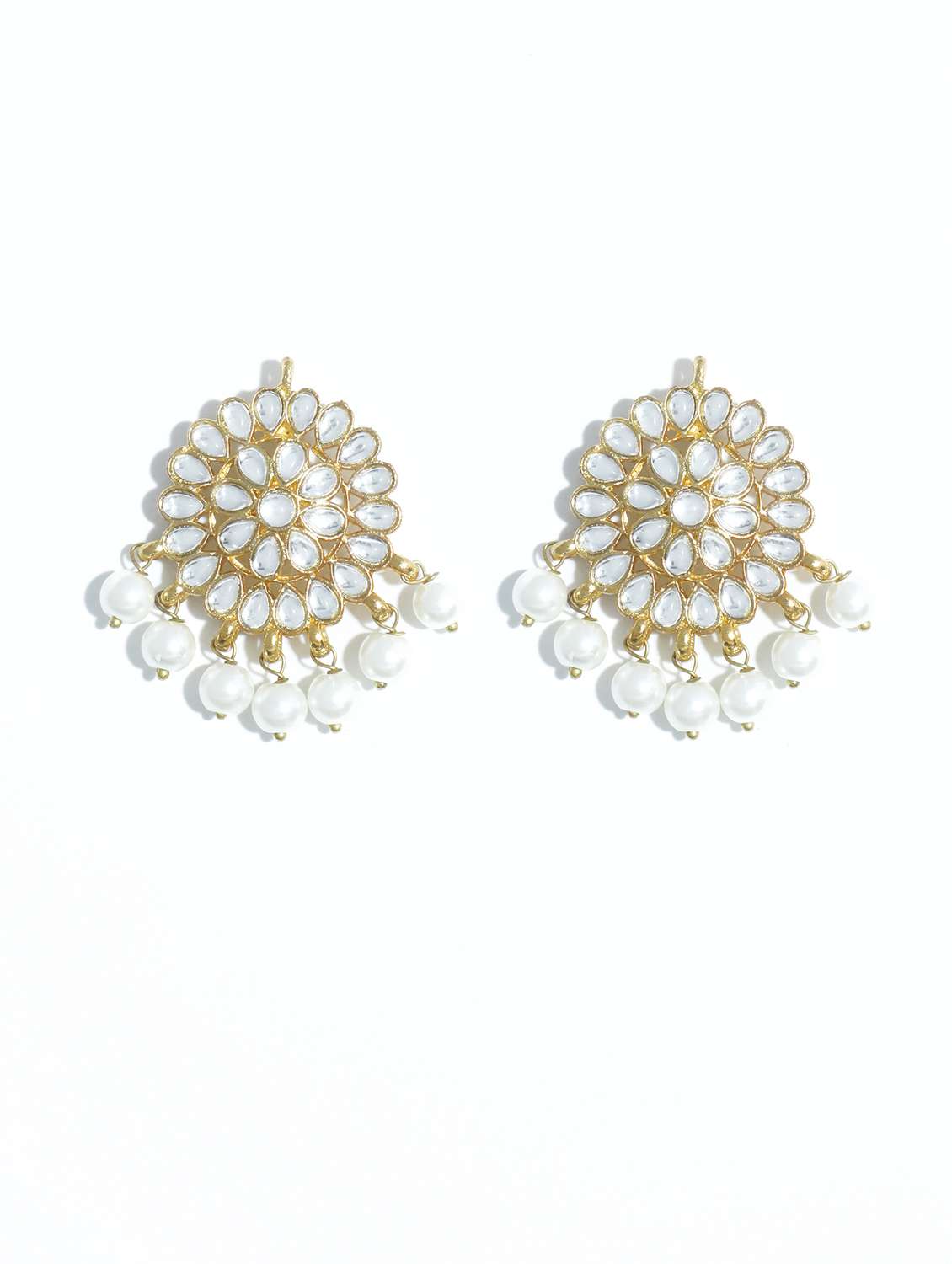 white metal earring with maang tikka set - 17562810 -  Standard Image - 3