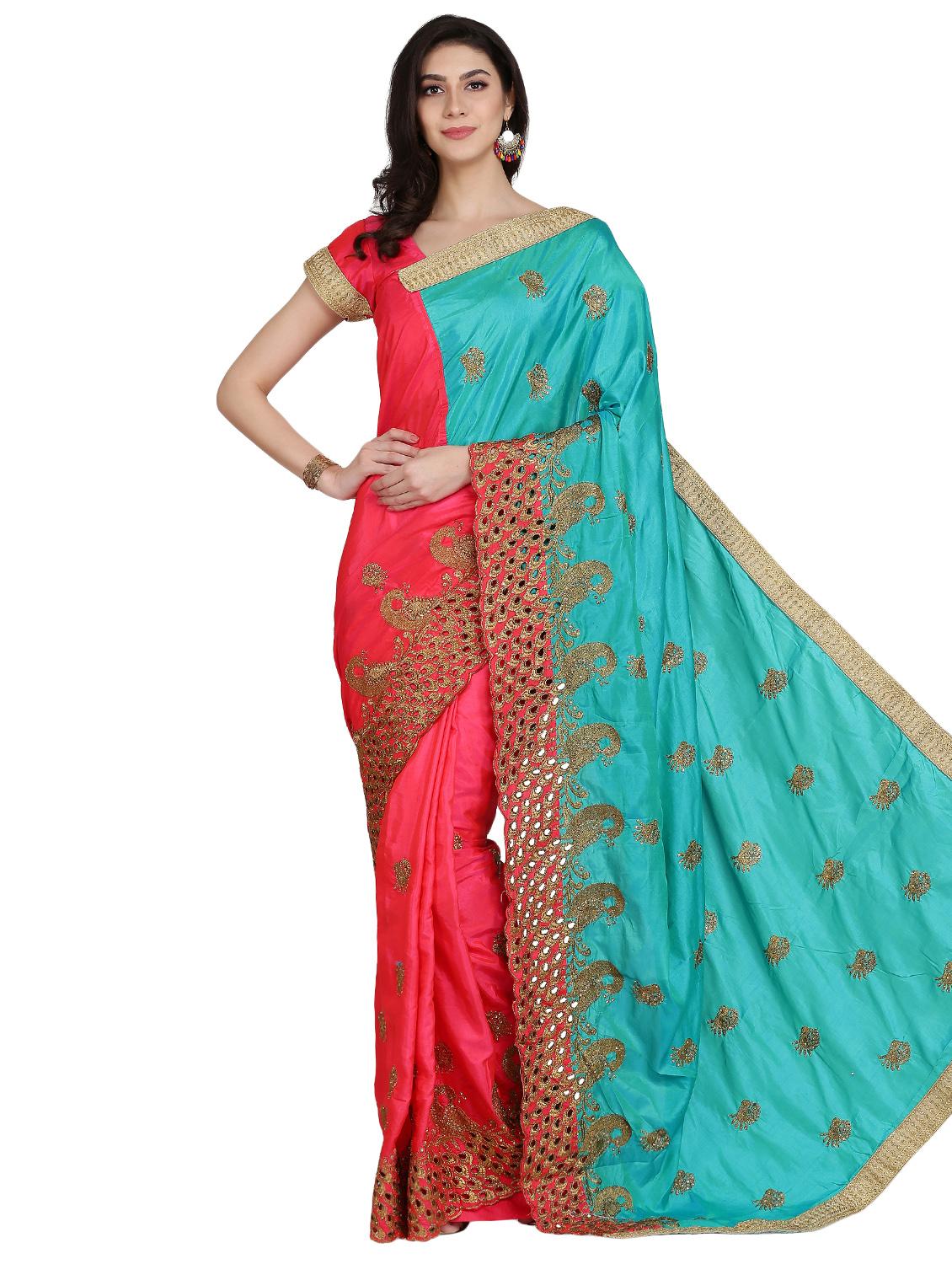 embroidered half & half saree - 17563290 - Zoom Image - 0