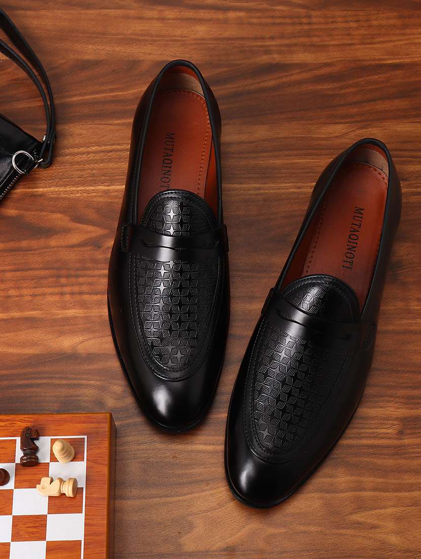 black patent leather slip on loafers