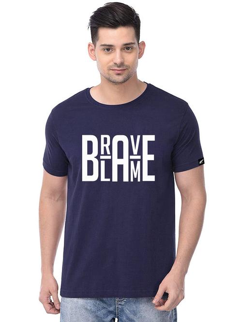 men navy blue chest print t-shirt  - 17563503 -  Standard Image - 0