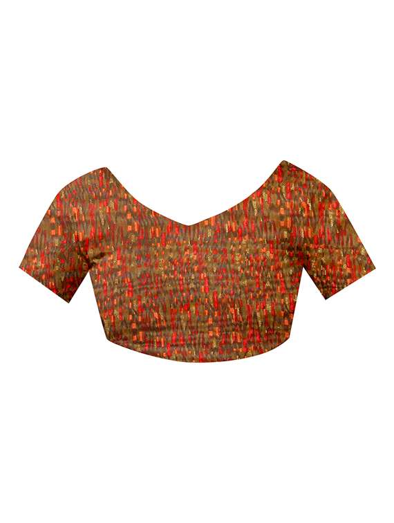 women's printed mehandi colored saree with blouse - 17563805 - Standard Image - 3