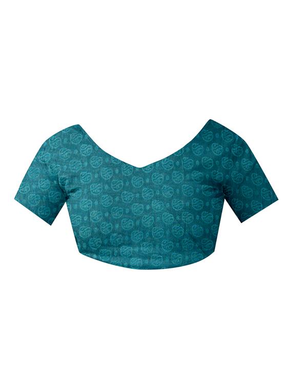 women's printed teal colored saree with blouse - 17563806 - Standard Image - 3