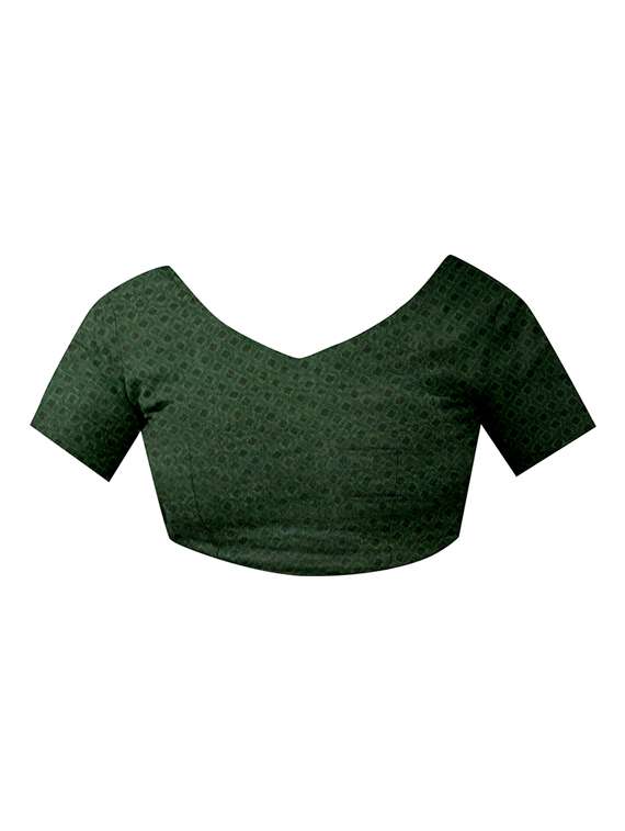 women's printed bottle green colored saree with blouse - 17563808 -  Standard Image - 3