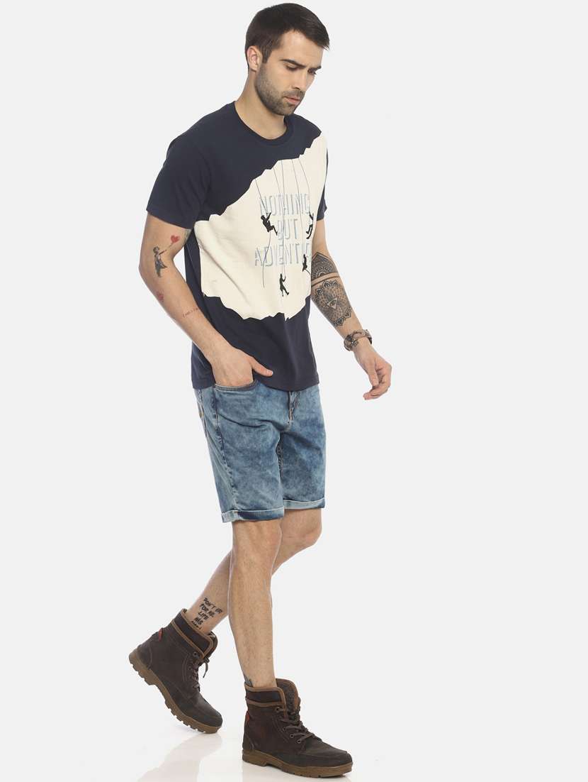 navy blue printed t-shirt - 17564156 -  Standard Image - 3
