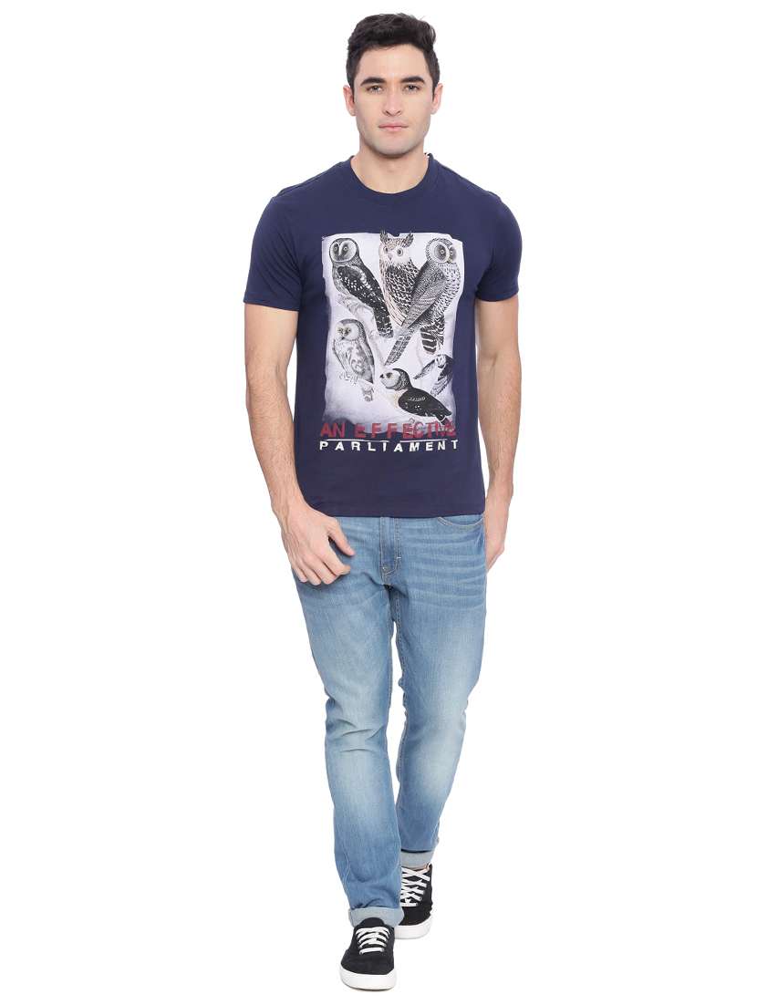 navy blue printed t-shirt - 17564159 -  Standard Image - 3