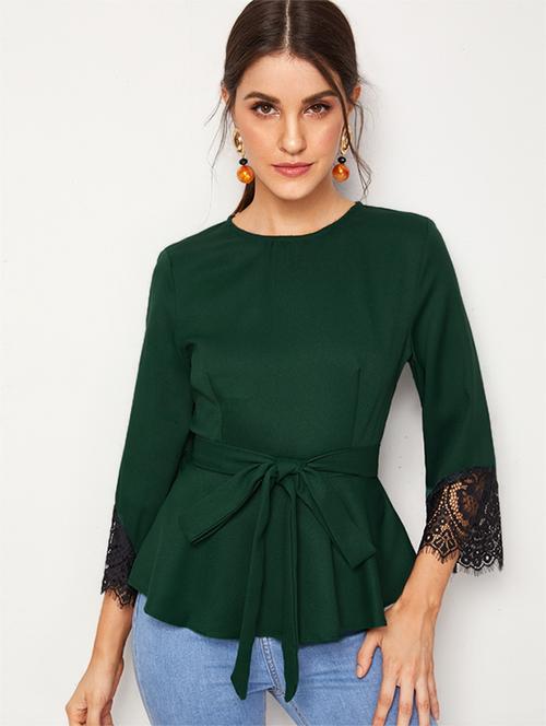 lace detail peplum top - 17565392 - Standard Image - 0