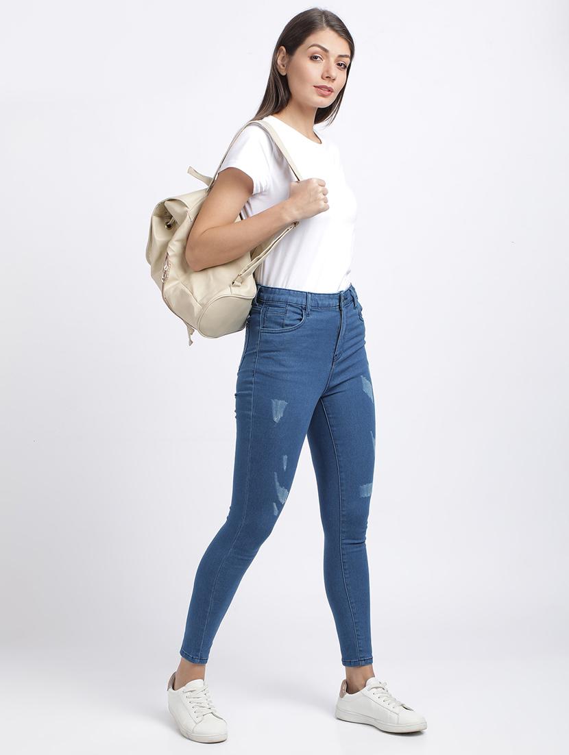 high rise distressed jeans - 17565530 - Standard Image - 3