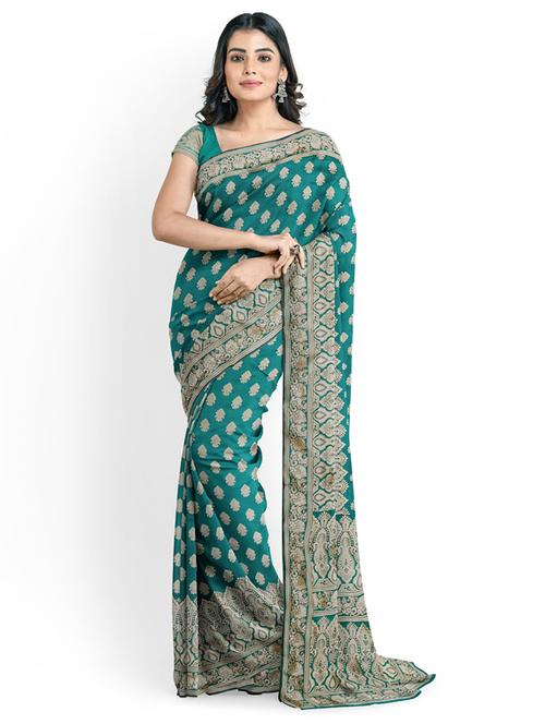 jacquard woven saree with blouse - 17565567 - Standard Image - 0