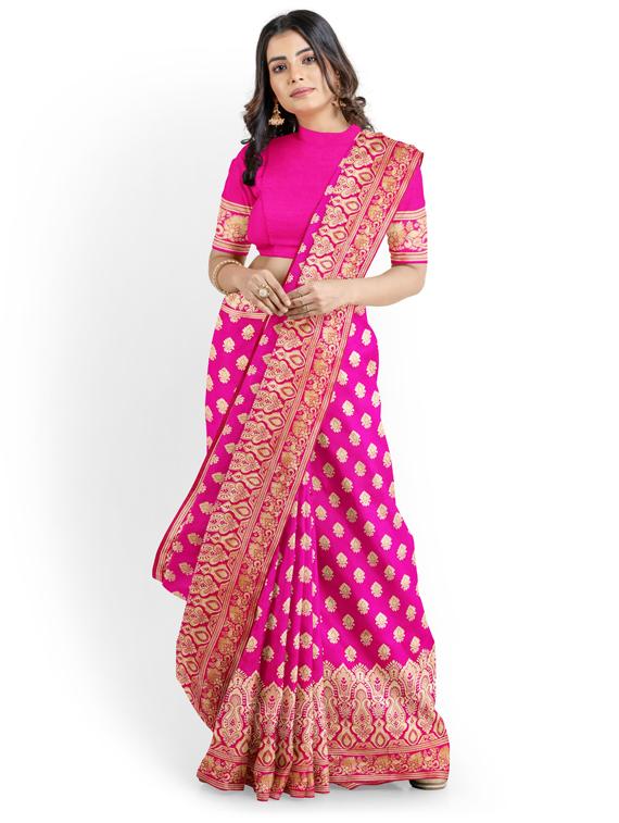 jacquard woven saree with blouse - 17565570 -  Zoom Image - 0