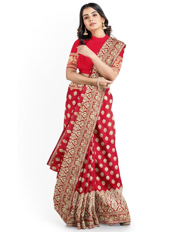 jacquard woven saree with blouse - 17565572 -  Zoom Image - 0