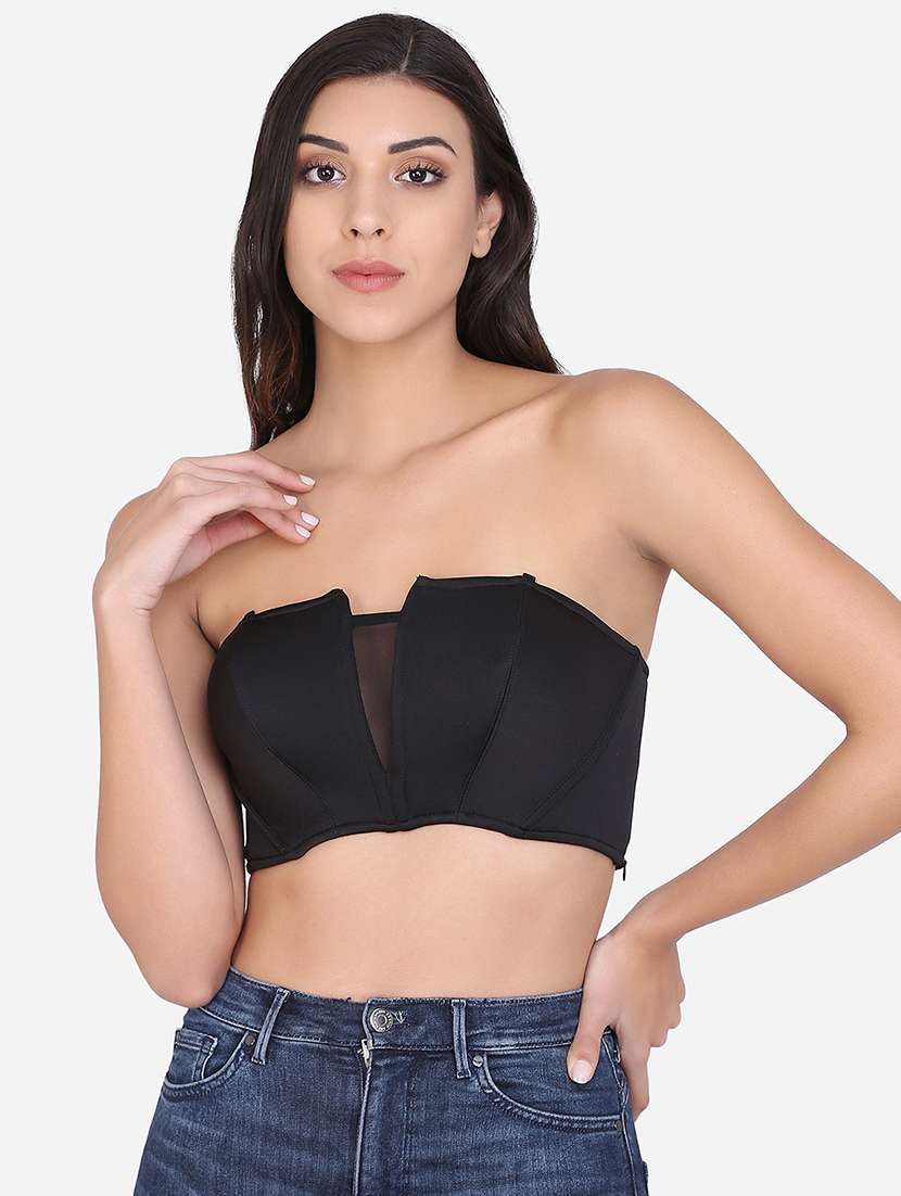 black poly lycra lette bra - 17566216 - Zoom Image - 0