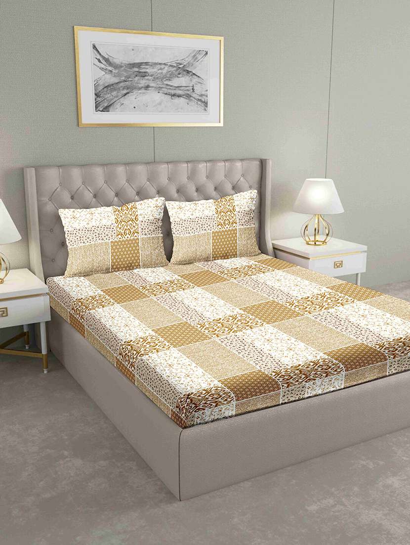 blueberry double bedsheet set super king size 180 tc cotton brown colour