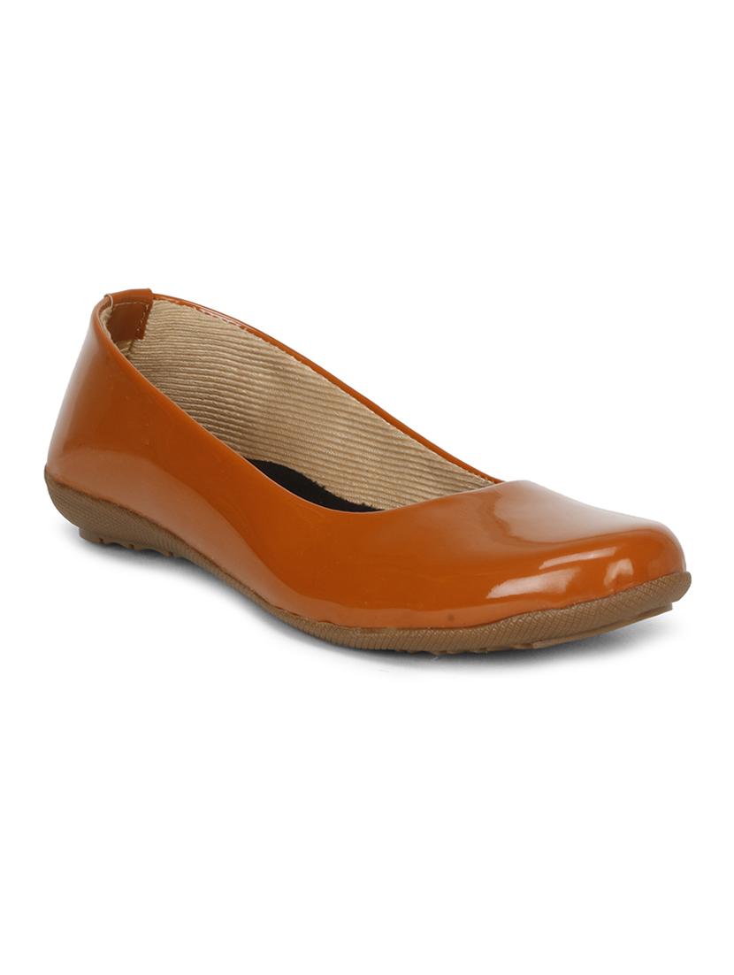 tan pvc slip on ballerina - 17566442 -  Zoom Image - 0