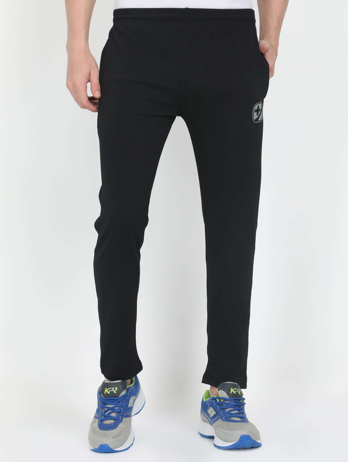 black solid full length track pant