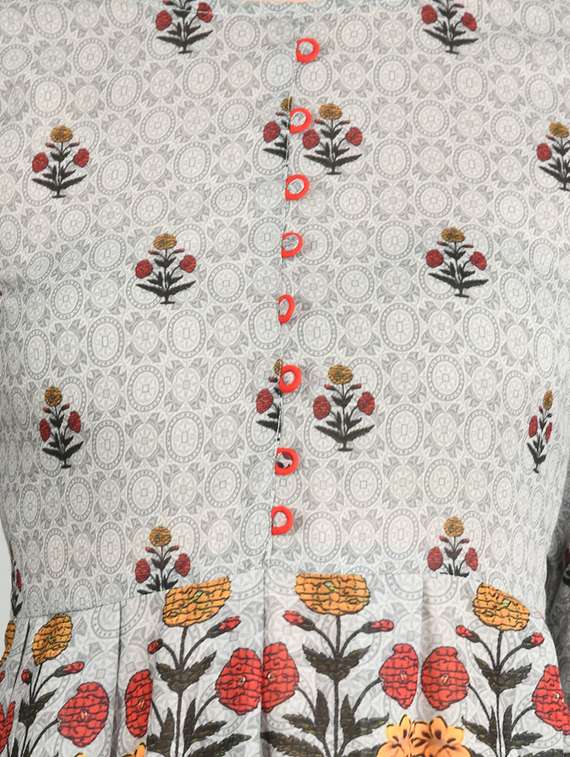 grey floral maxi ethnic dress - 17566556 - Standard Image - 3