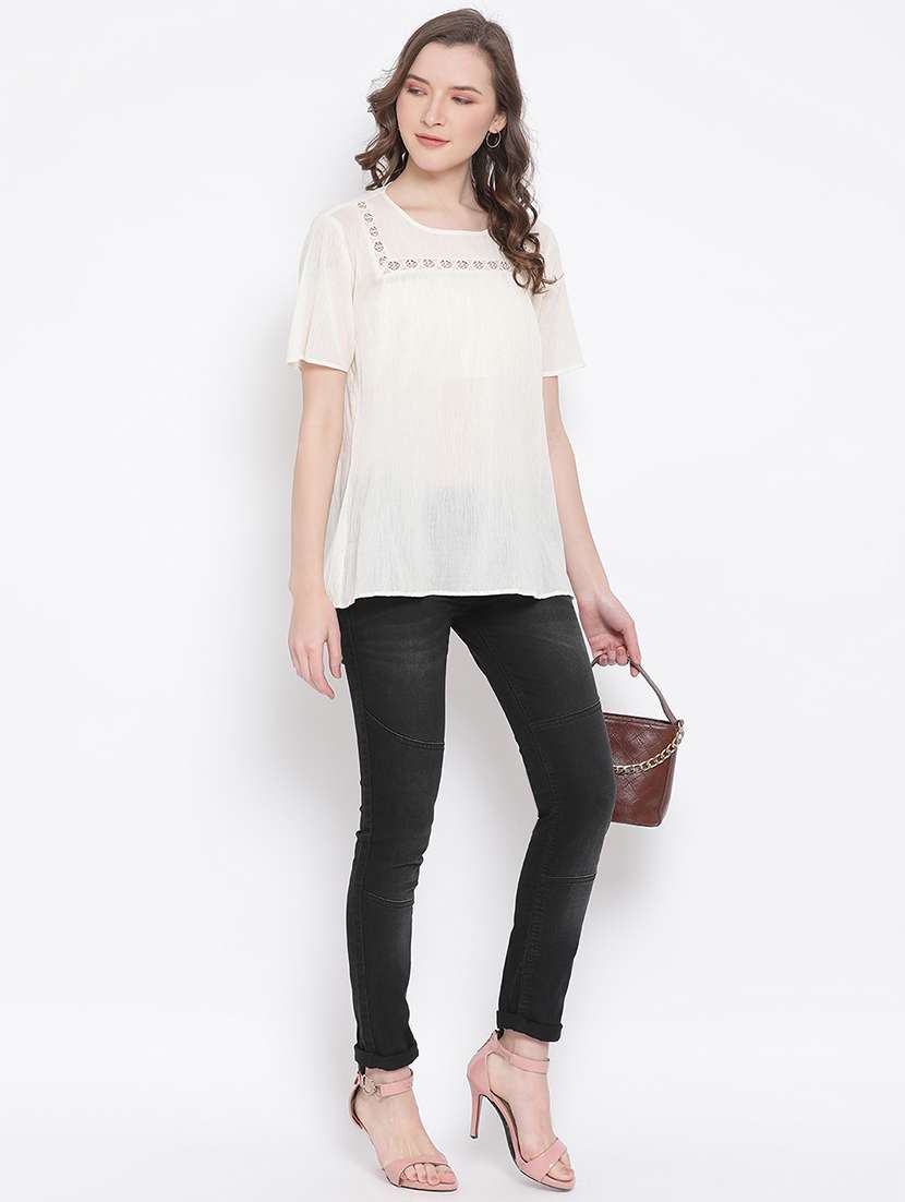 women's straight round neck top - 17567047 -  Standard Image - 3